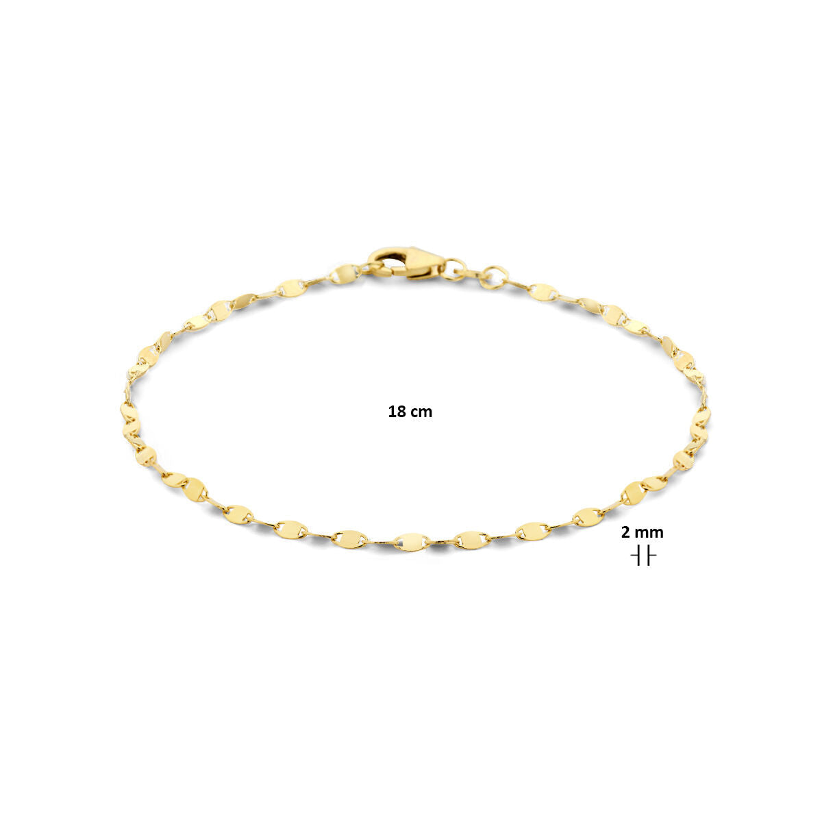 pulsera 2,0 mm 18 cm 14K oro amarillo