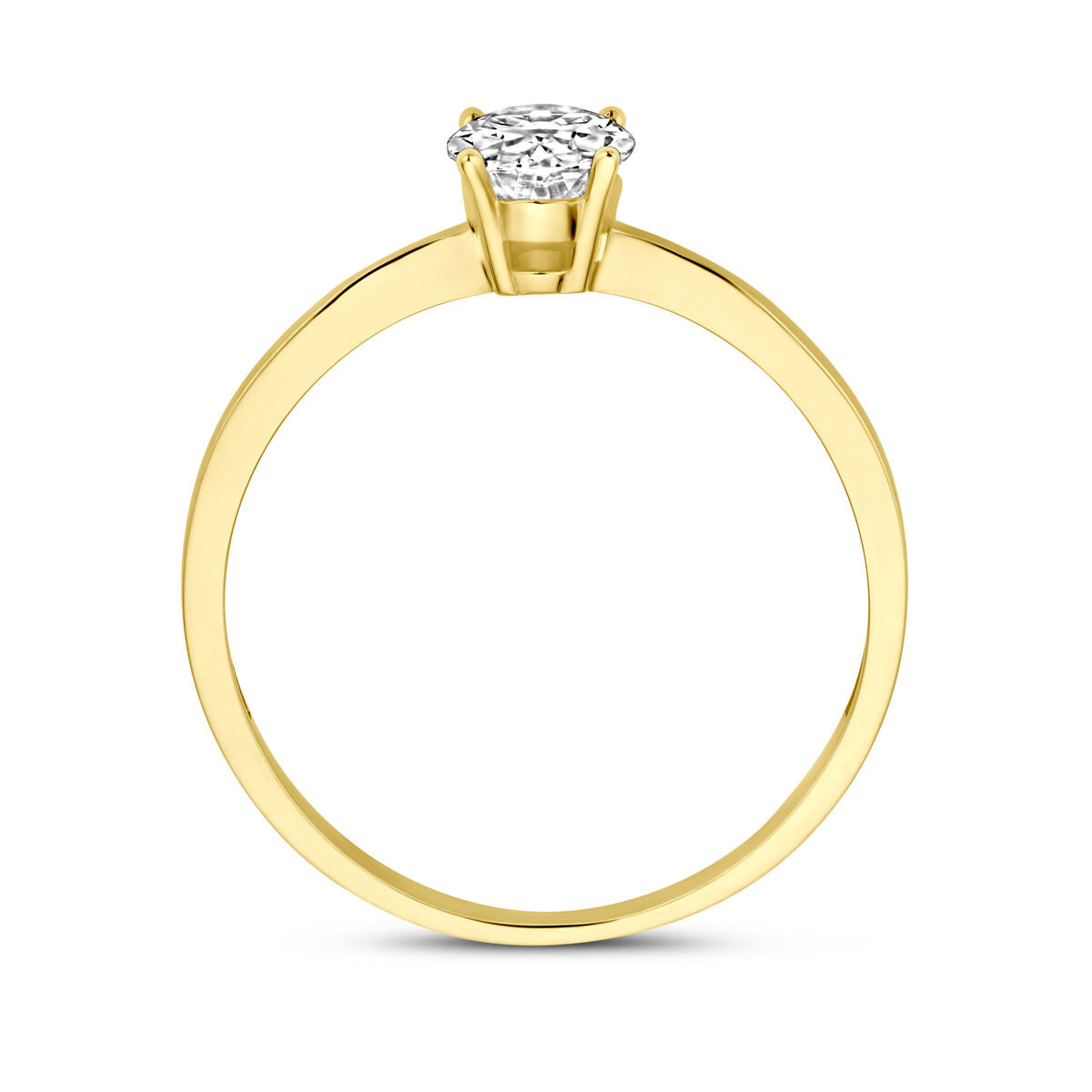 anillo de zircón en oro amarillo de 14K
