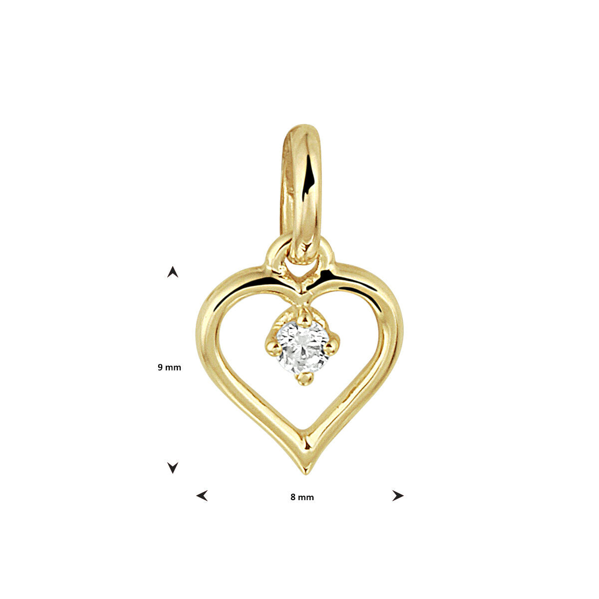 colgante corazón circonita 14K oro amarillo