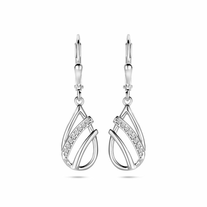 oorhangers druppel zirkonia brisur haak 33 mm zilver gerhodineerd