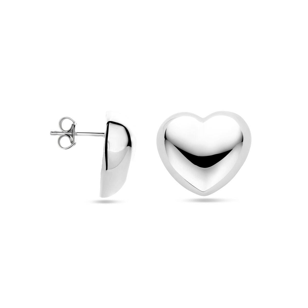 pendientes de botón corazón 9,5 mm plata rodiado