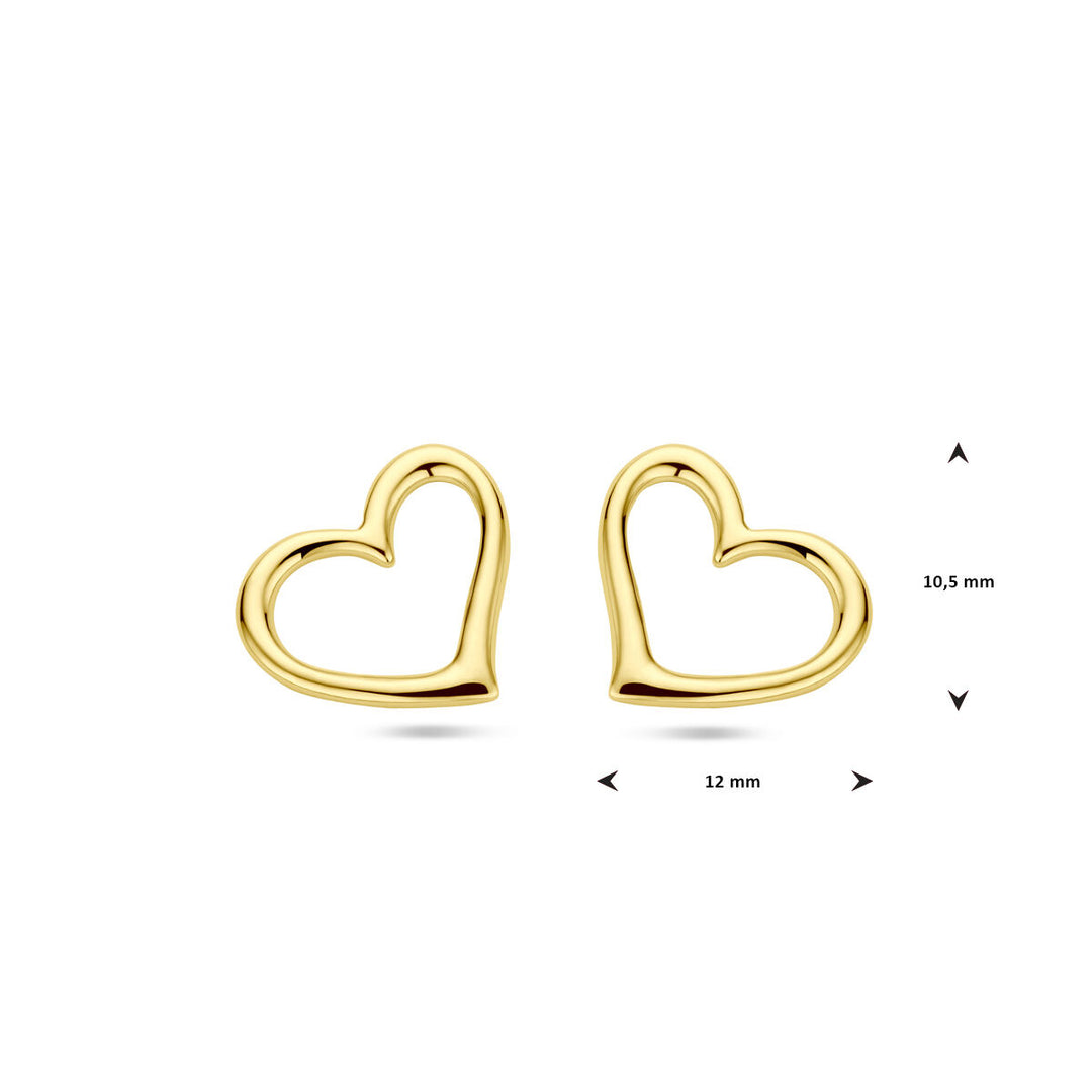 oorknoppen hart 1 micron zilver verguld (geel)