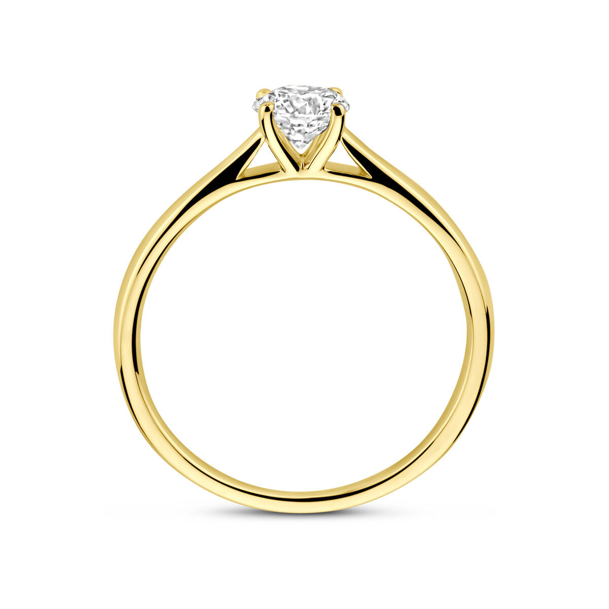 Anillo de mujer de oro amarillo de 14k con diamante cultivado en laboratorio de 0.50ct