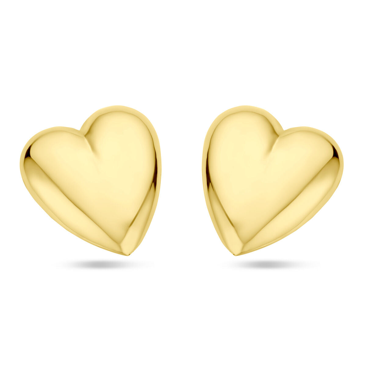 Pendientes de corazón dorados de 31 mm, con un acabado brillante y suave.