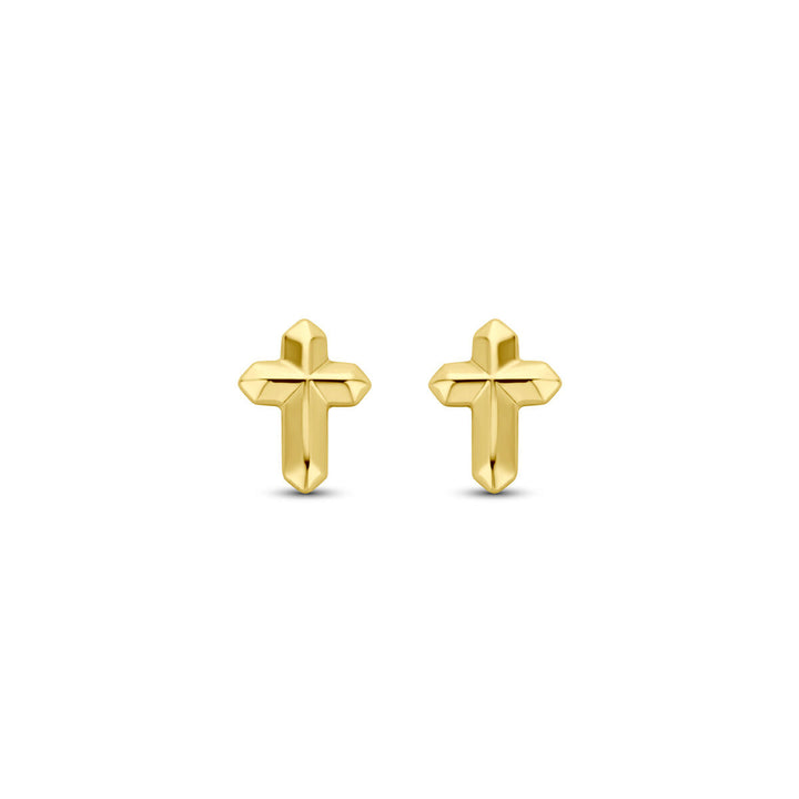 oorknoppen kruis 6 mm 14K geelgoud