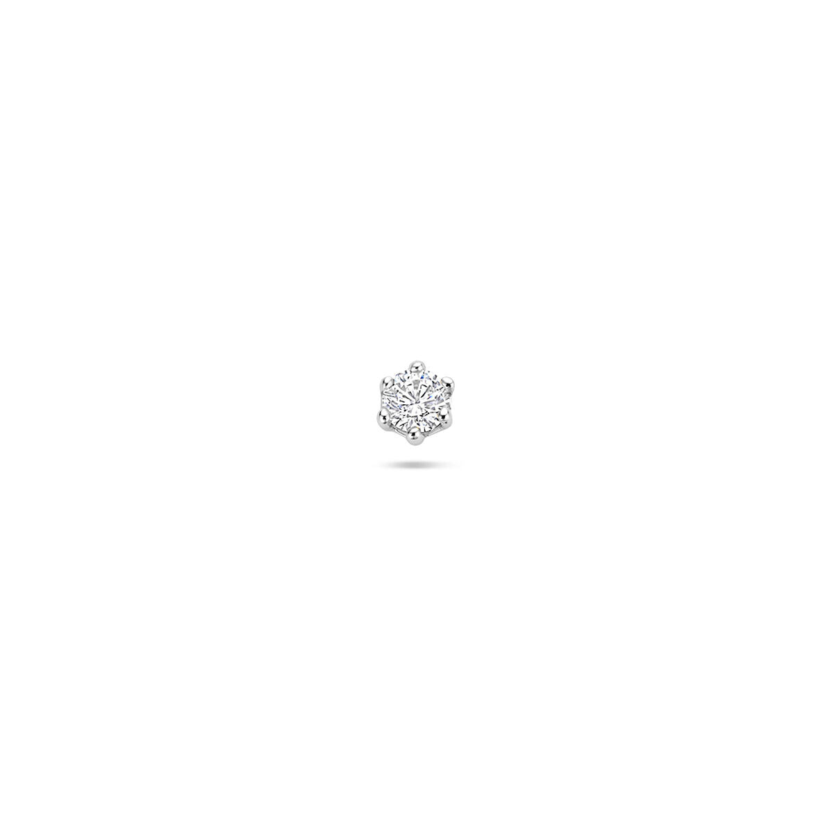 Pendiente de primera puesta de plata rodiada con circonita de 3,5 mm.
