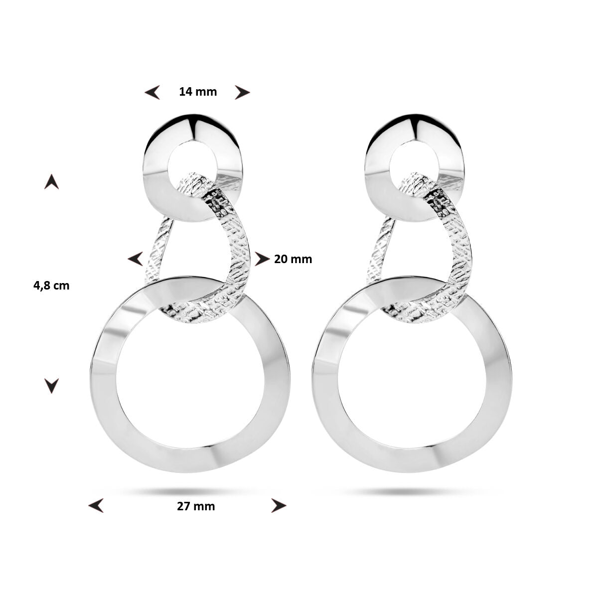 pendientes círculos poli/mate plata rodiada
