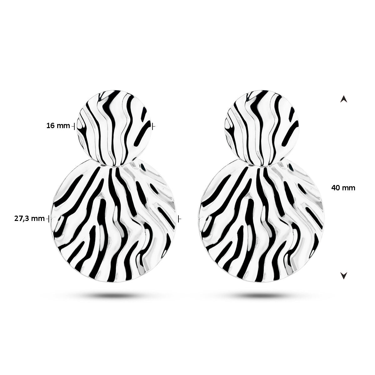 pendientes de relieve plata rodiada