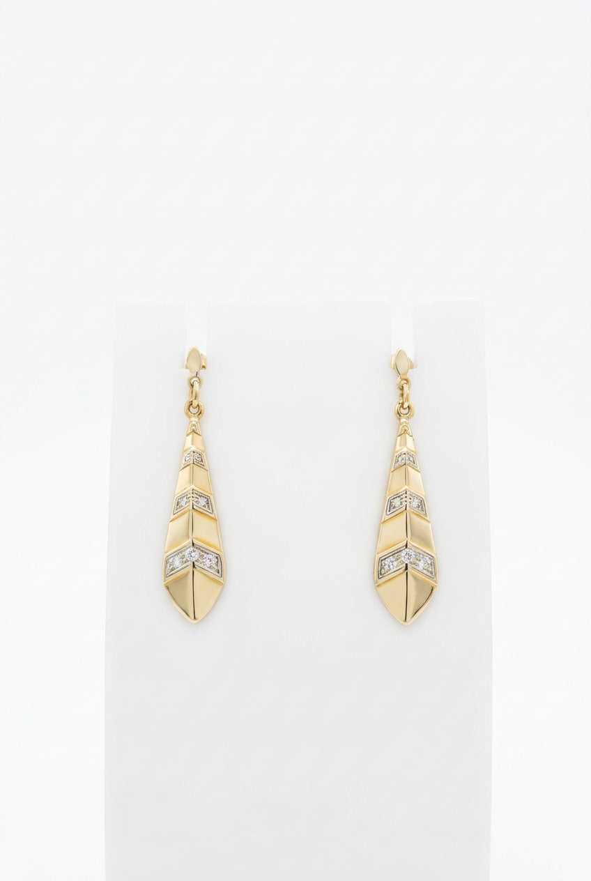pendientes de oro vintage 14K aros ola 5.2gr