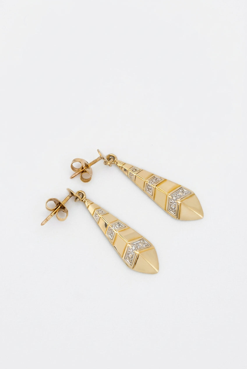 pendientes de oro vintage 14K aros ola 5.2gr