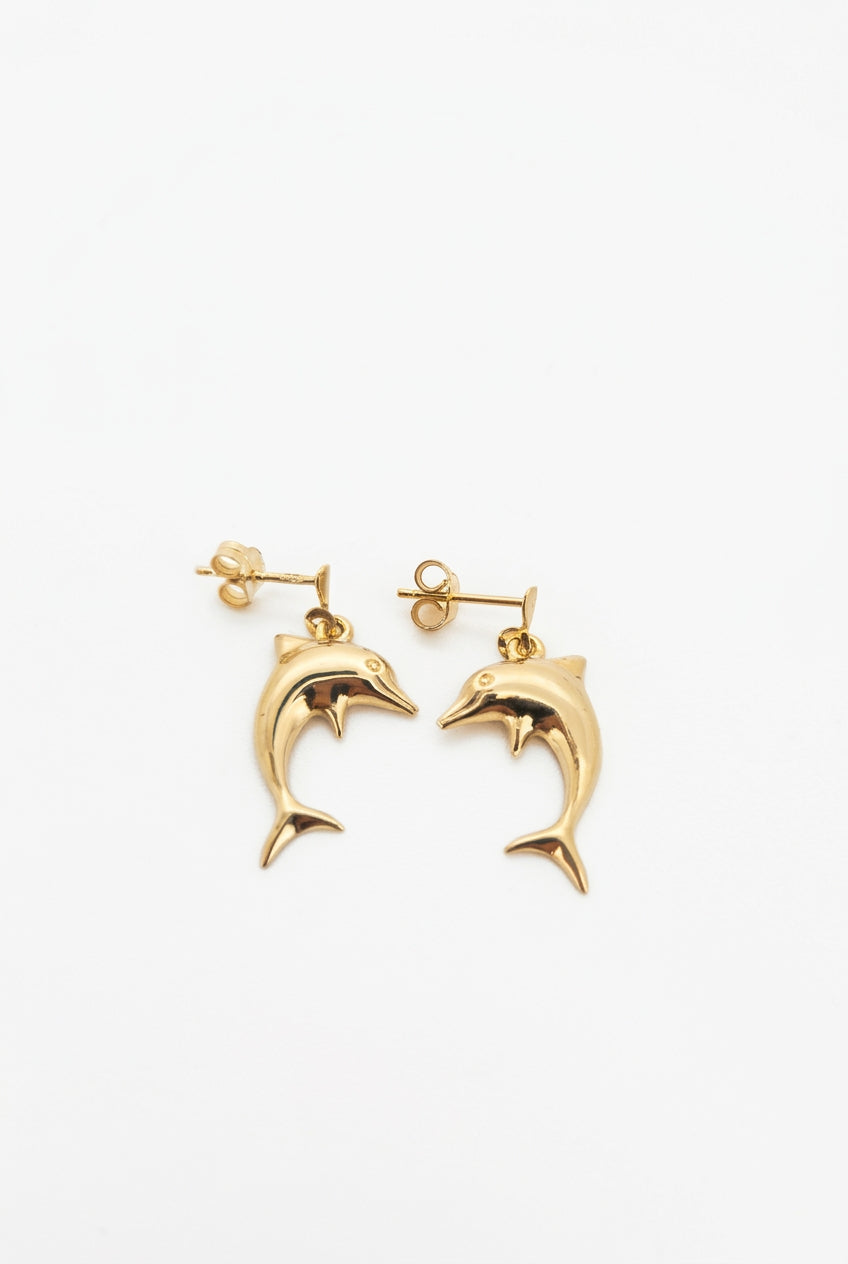 pendientes de oro vintage 14K aros ola 5.2gr