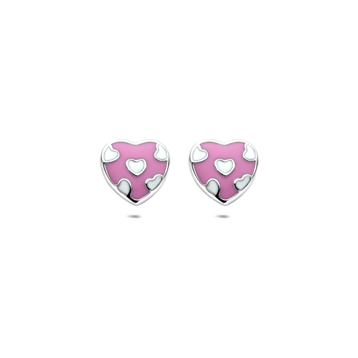 pendientes de botón corazón 8,5 mm plata rodiada