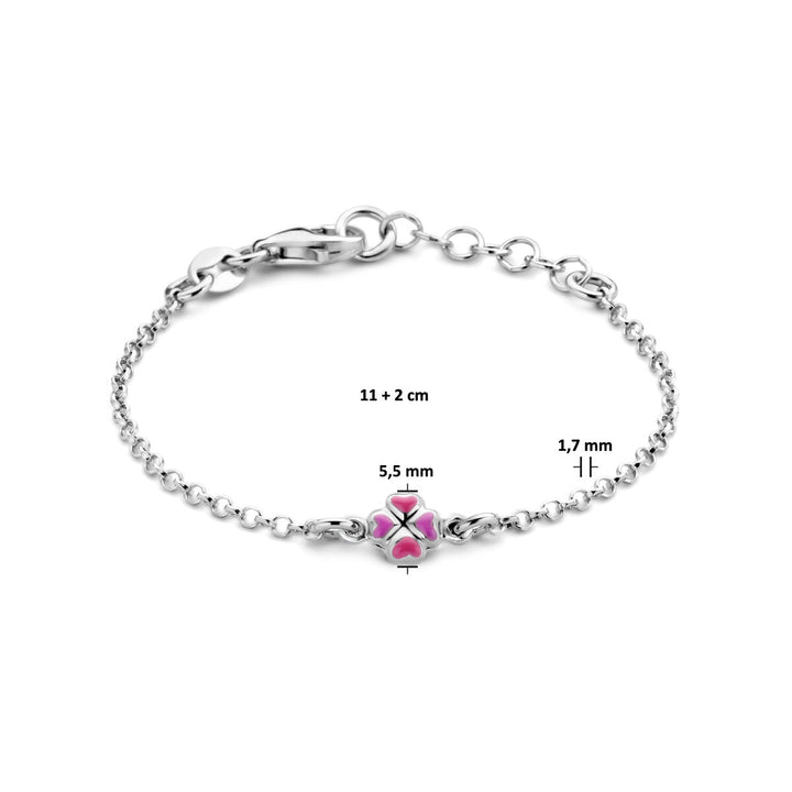 armband klaver 11 + 2 cm zilver gerhodineerd