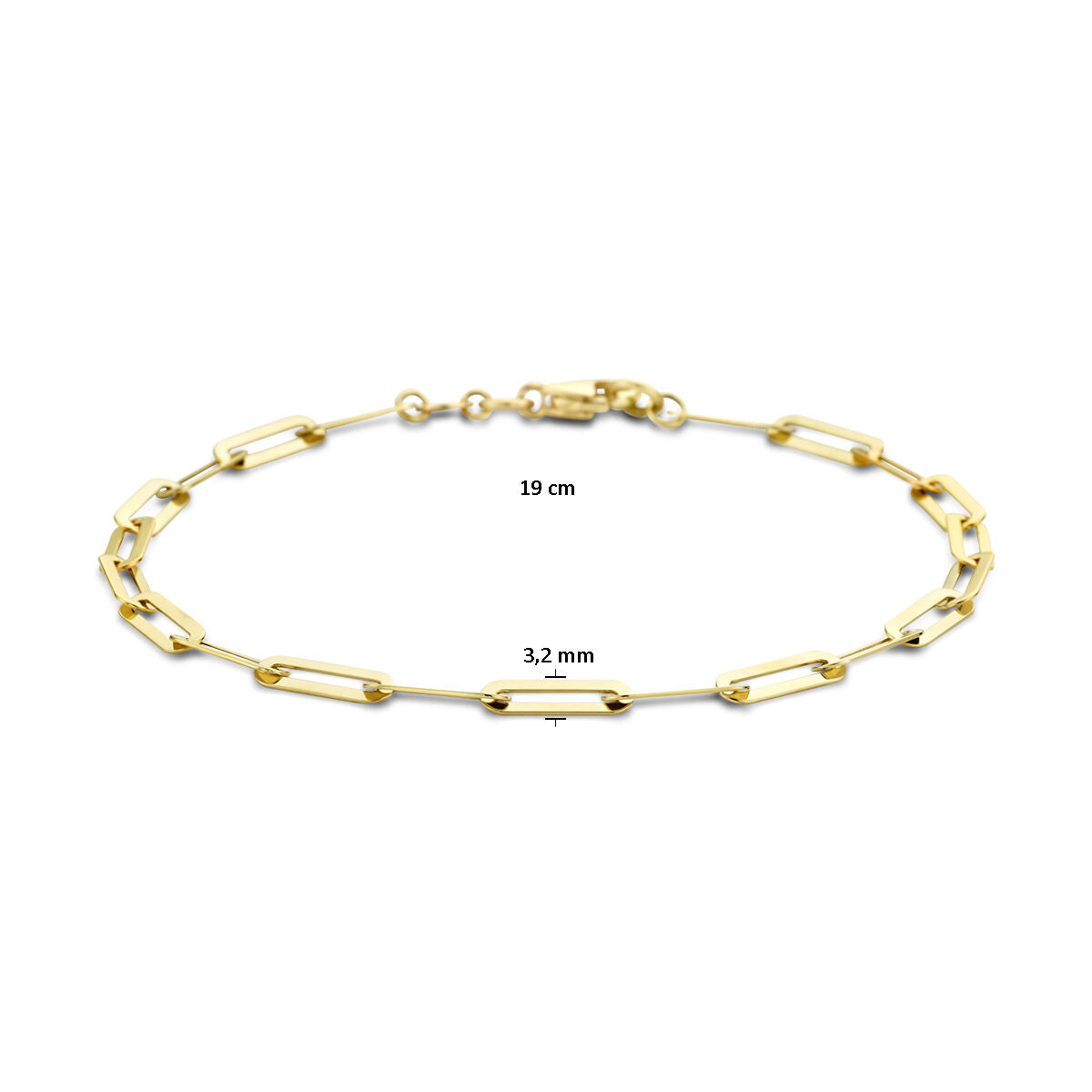 Pulsera de mujer de oro paperclip plana 14K