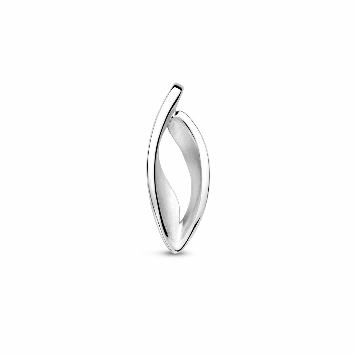 Colgante de plata 925 con acabado pulido y mate, forma alargada de 18x6.5mm.