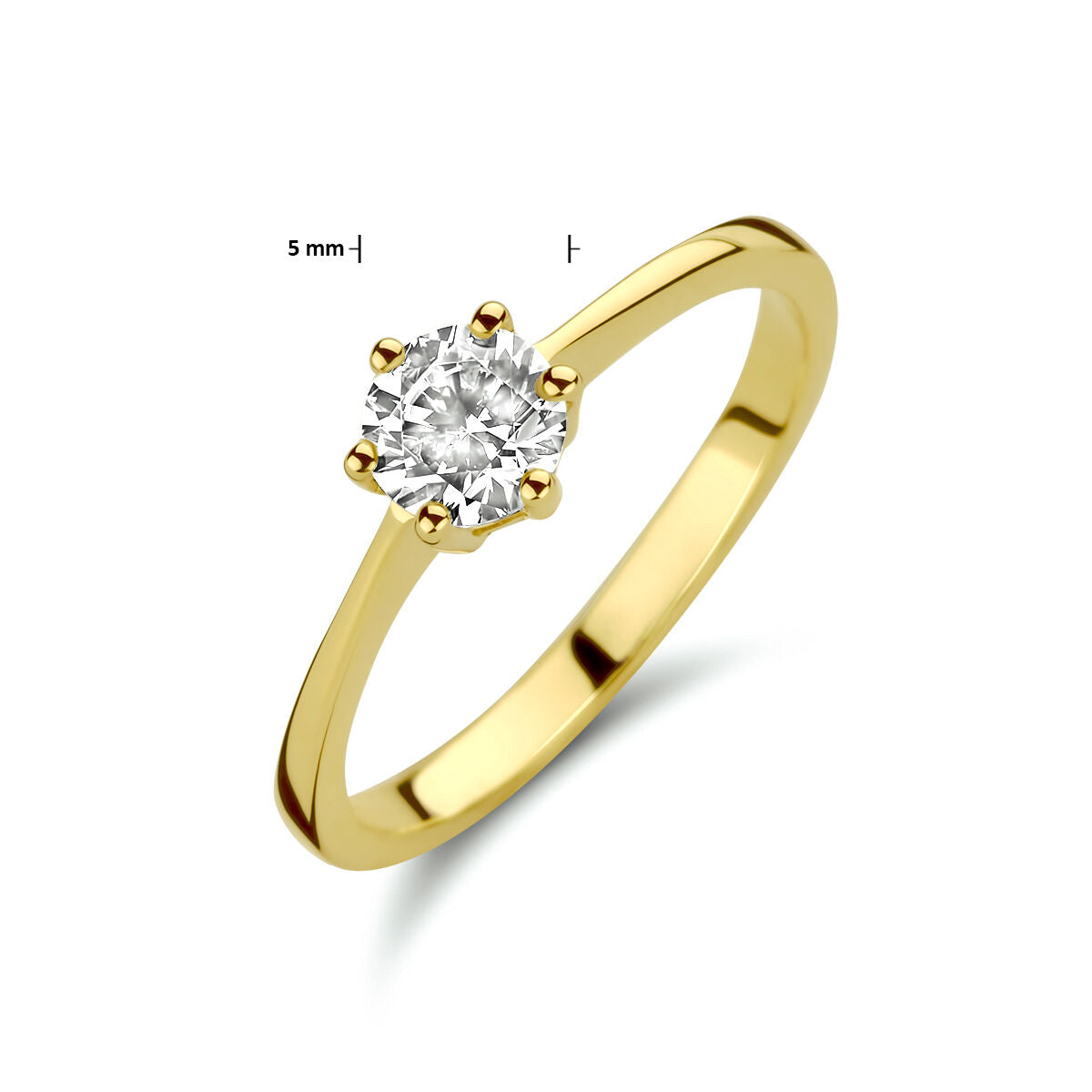 anillo de zircón en oro amarillo de 14K