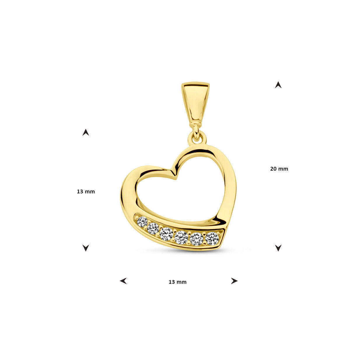 colgante corazón zirconia 14K oro amarillo
