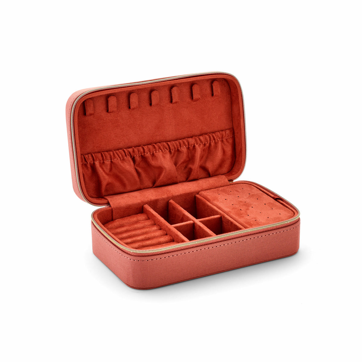 Caja de joyería de lujo de terciopelo melocotón suave