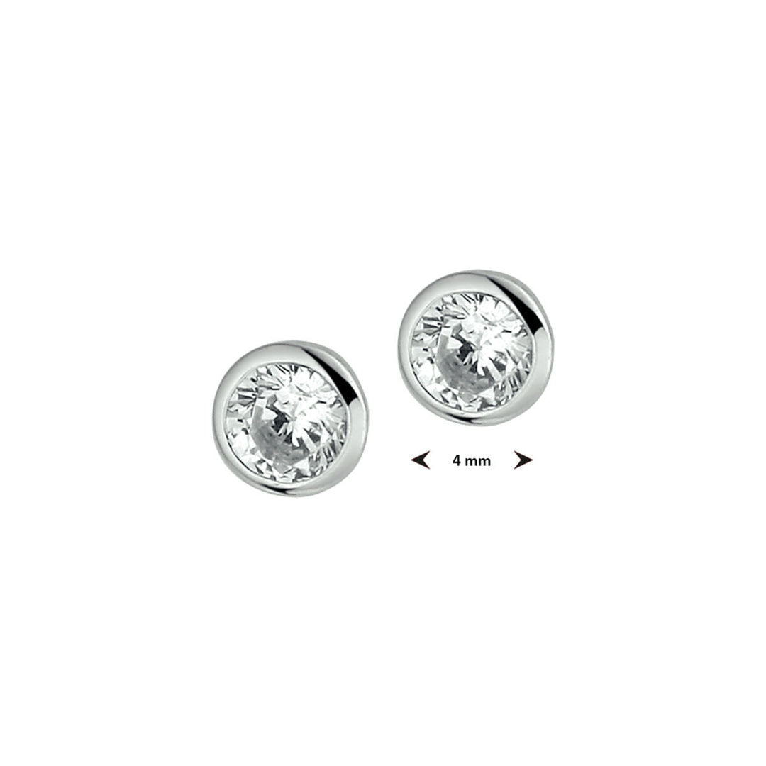 oorknoppen zirkonia zilver gerhodineerd