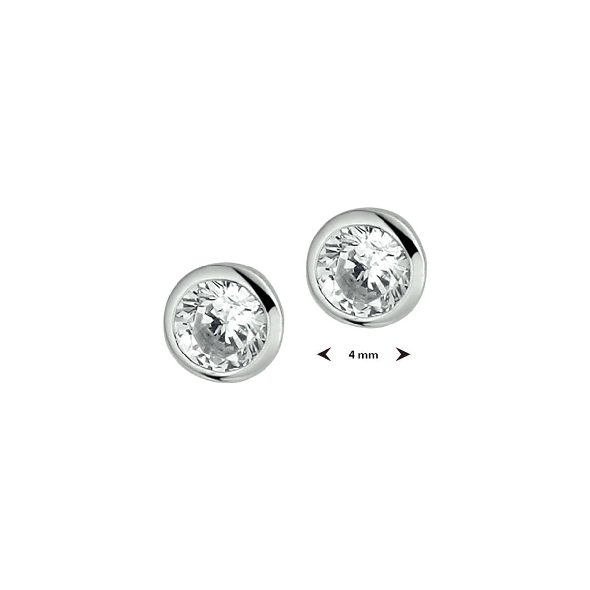 pendientes de botón zirconia plata rodiado