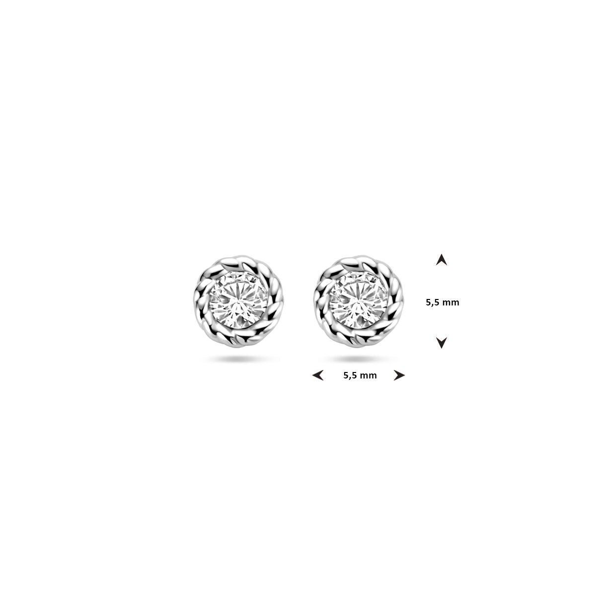 pendientes de botón zirconia plata rodiado