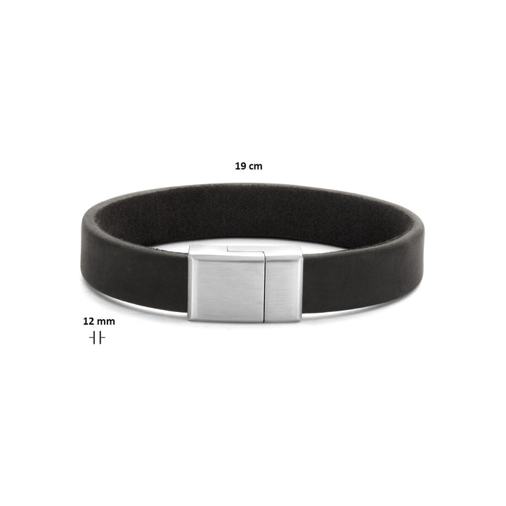 armband leer 12 mm edelstaal