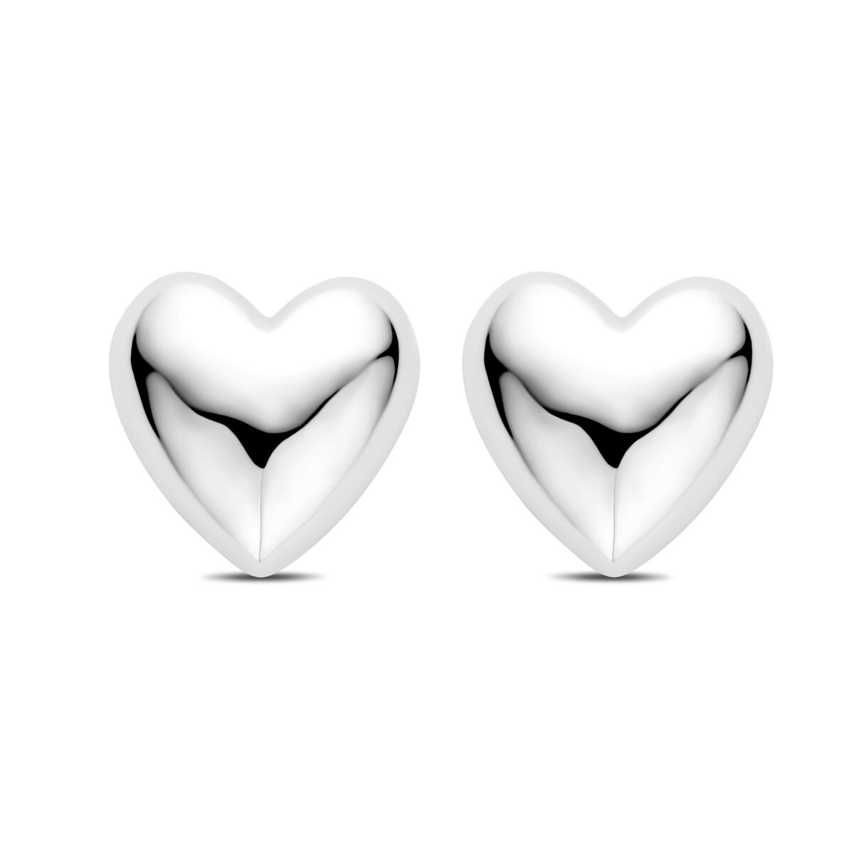 pendientes de botón corazón 20 mm plata rodiado