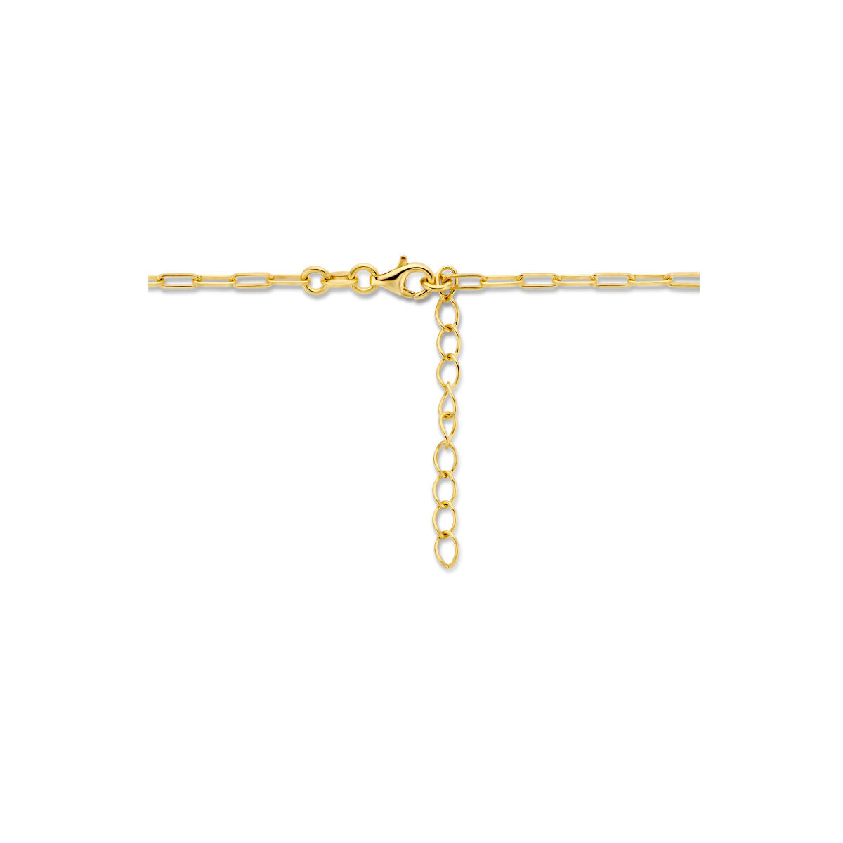 collar paperclip tubo cuadrado 2,3 mm 41 + 4 cm 3 micrones plata chapado en oro amarillo