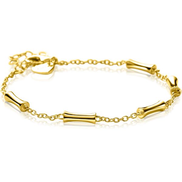 Pulsera de plata con eslabones alargados y detalles en forma de tubo, ajustable de 17 a 20 cm.