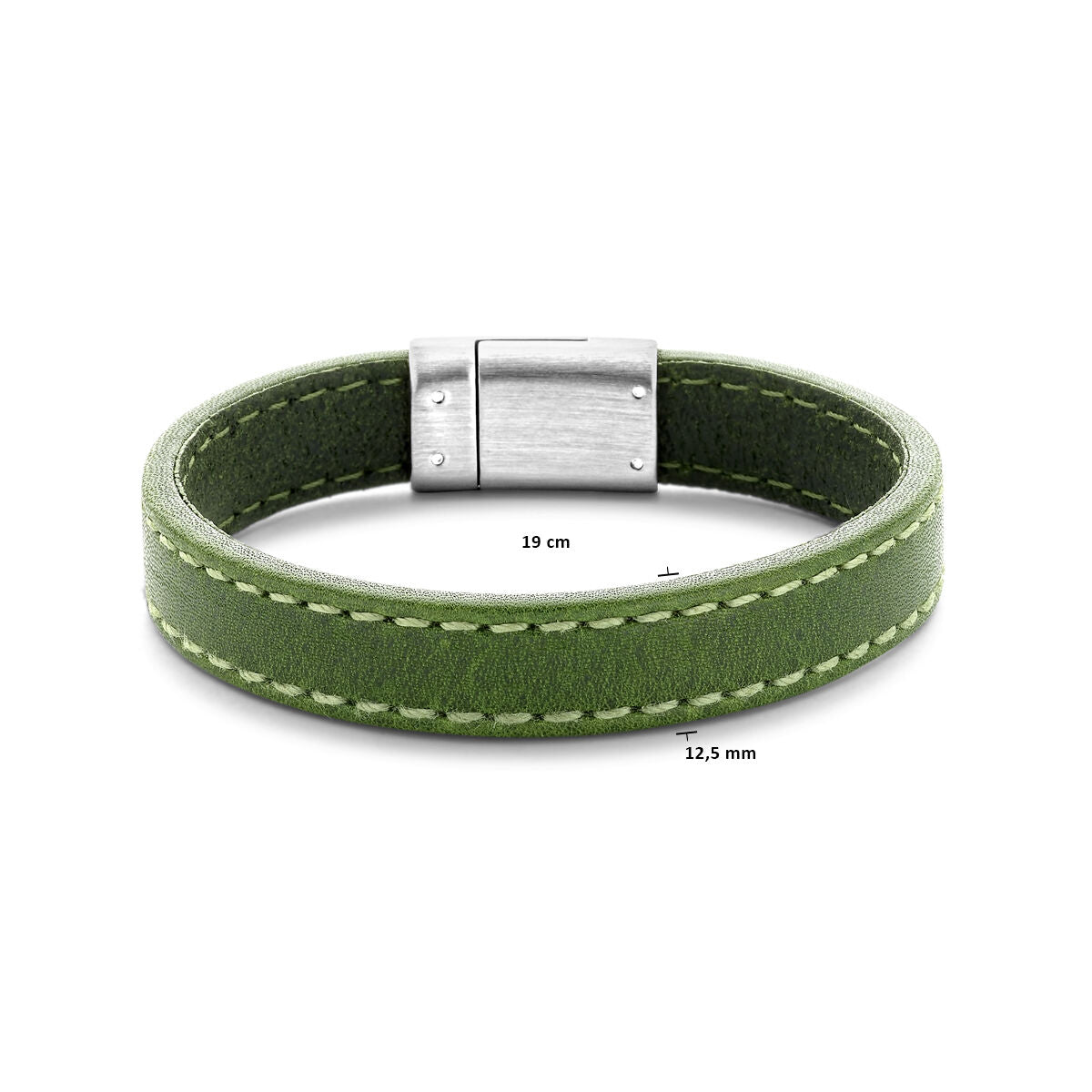 pulsera de cuero verde 12,5 mm acero inoxidable