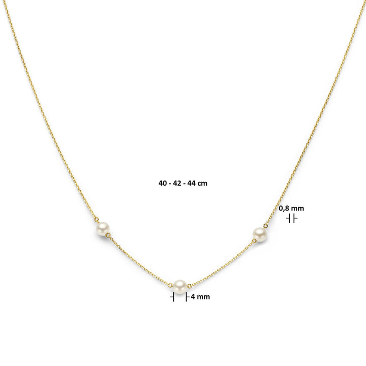 Gouden dames ketting parel 14K