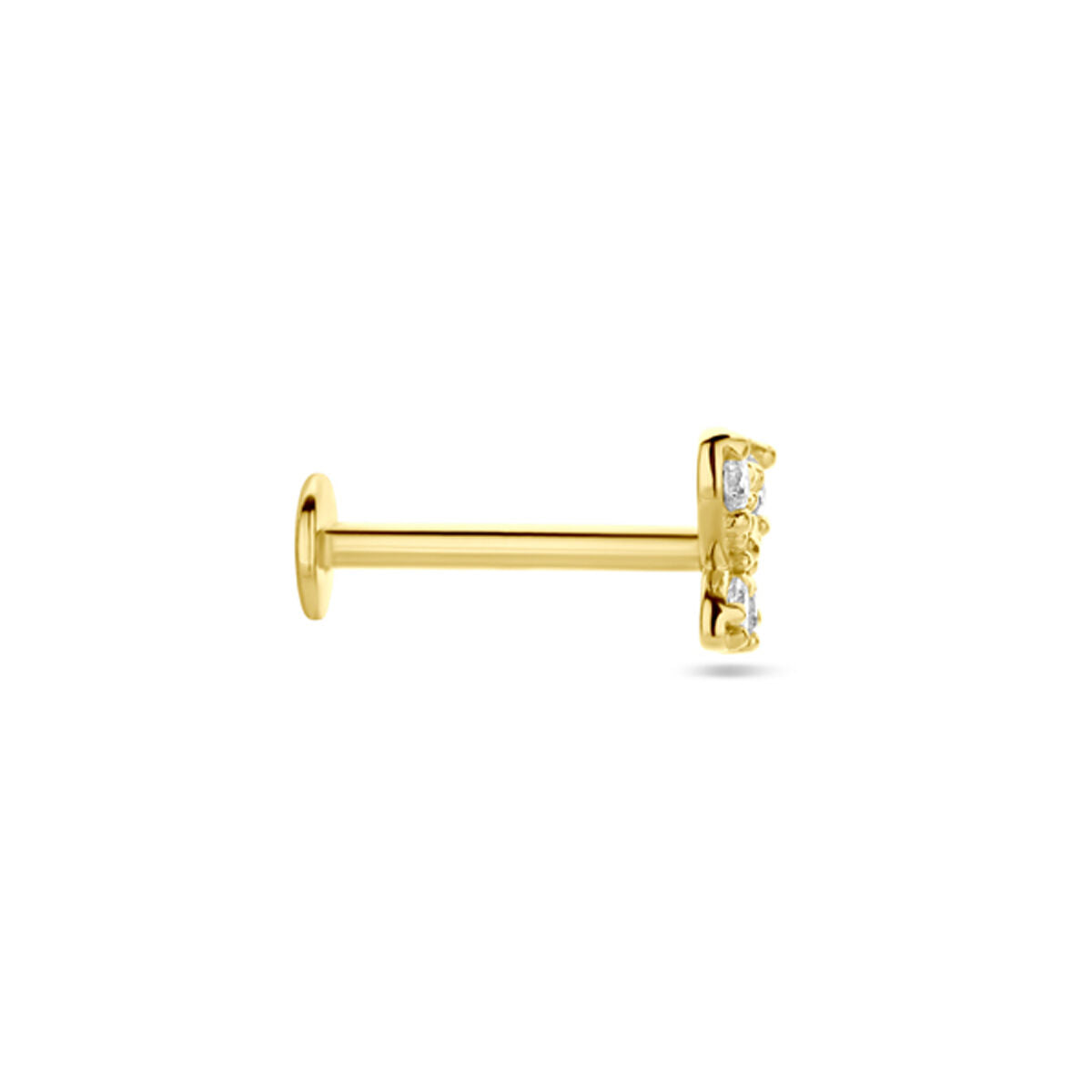 piercing de espalda plana mariposa circonita 4,5 mm oro amarillo 14K