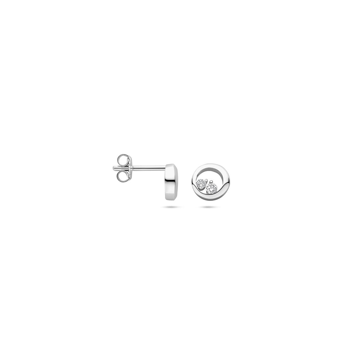 pendientes de botón de zirconia 7 mm plata rodiada