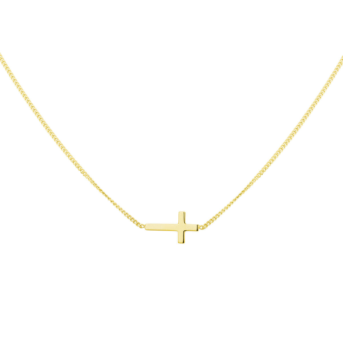 Collar de plata dorada de 3 micrones con cruz, longitud de 40 + 5 cm.