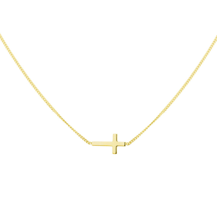 collier kruis 40 + 5 cm 3 micron zilver verguld (geel)