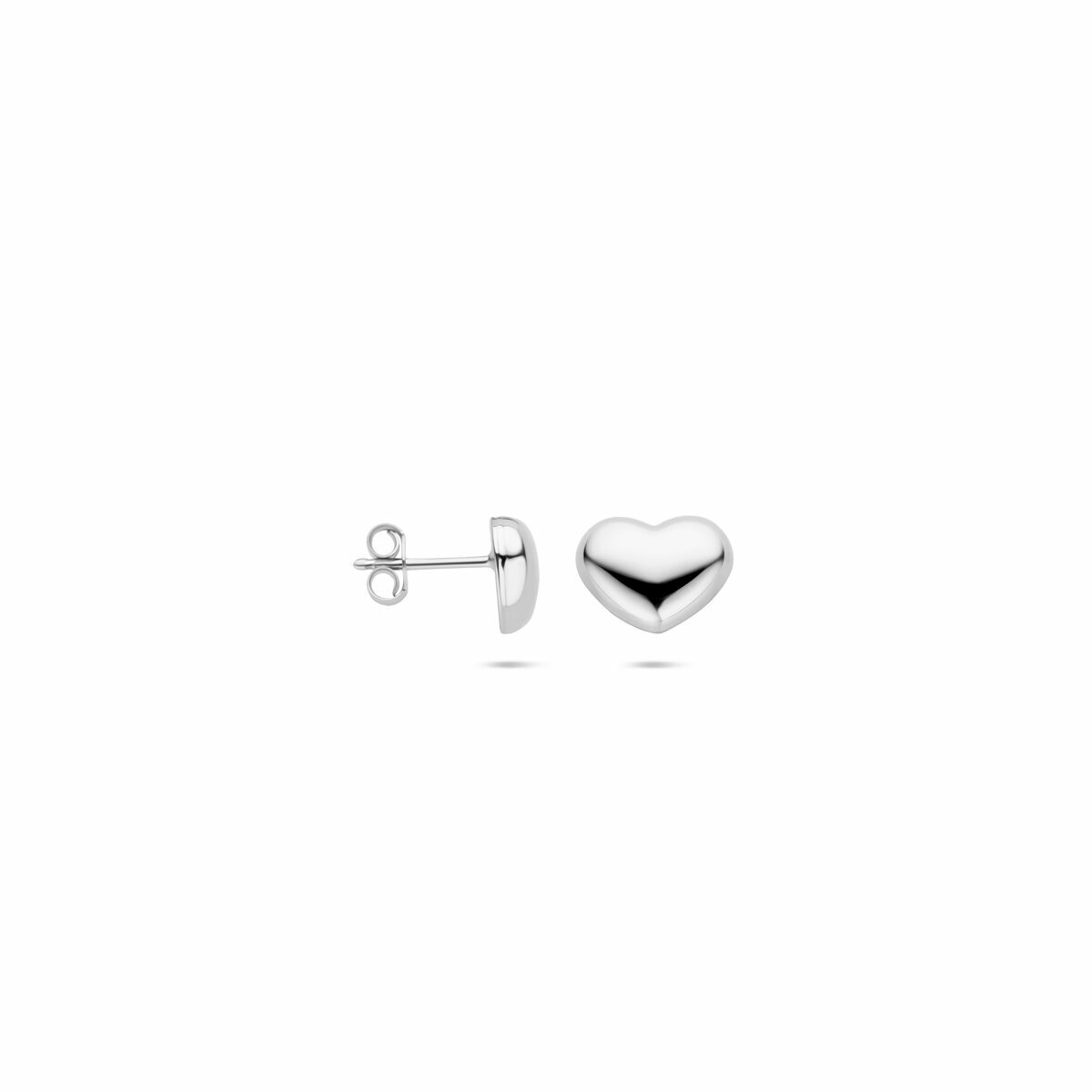 pendientes de botón corazón 8,5 mm plata rodiado