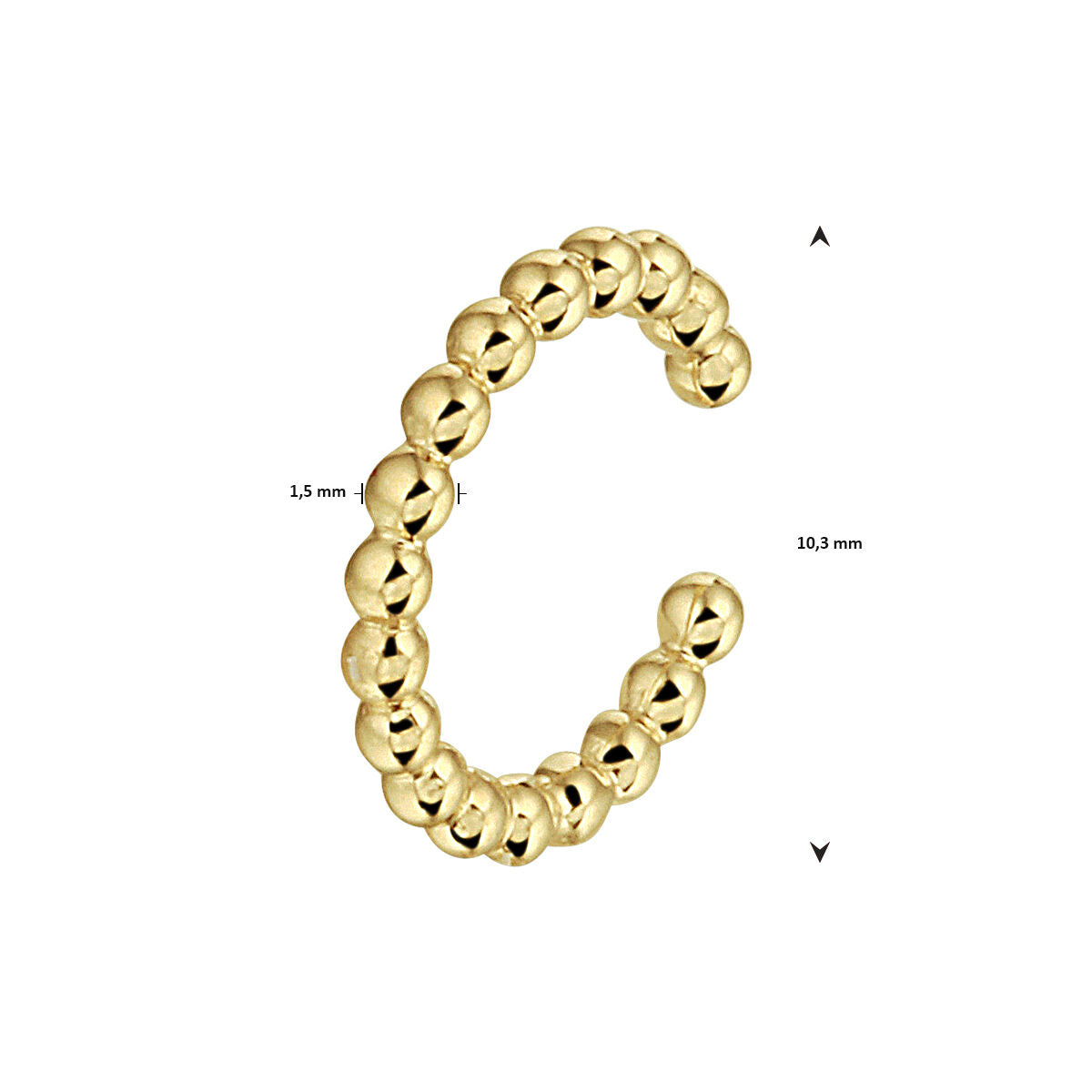 earcuff bolitas por unidad oro amarillo 14K