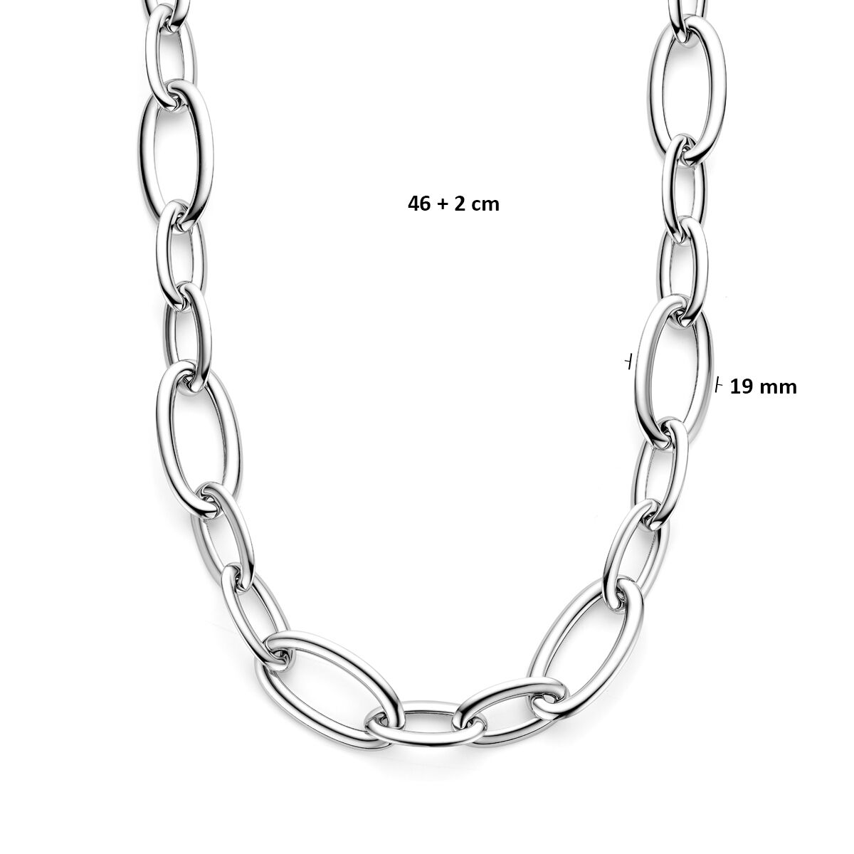 Collar de mujer en plata – rodiado en plata 925, 19 mm de ancho