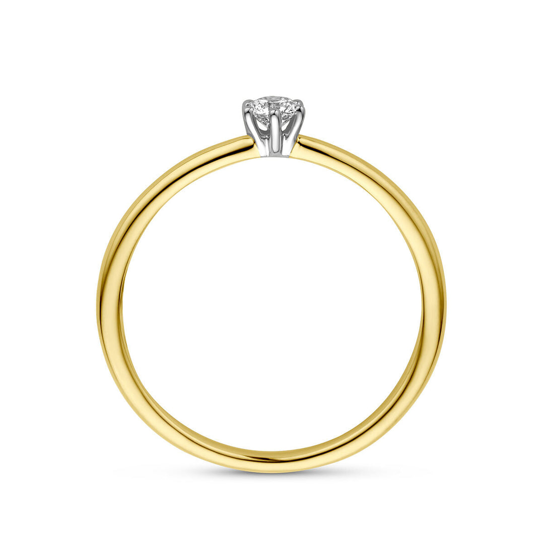 ring diamant 0.10ct h si 14K bicolor goud geel/wit
