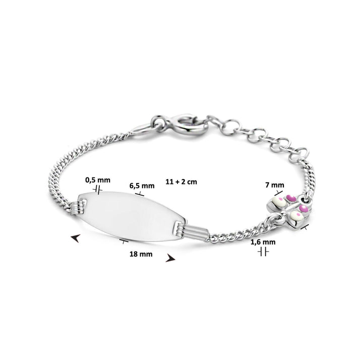 graveerarmband vlinder plaat 6,5 mm 11 + 2 cm zilver gerhodineerd