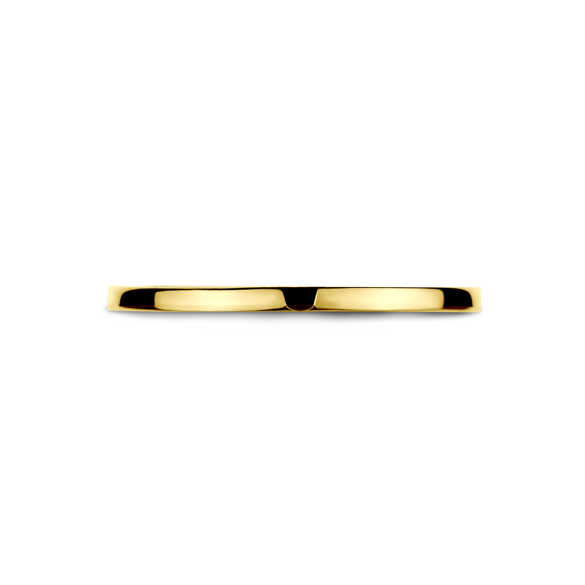 De Van der Kooij Collectie ring 14K geelgoud is een dunne, gepolijste gouden ring met een gladde, glanzende afwerking voor dames, afgebeeld op een witte achtergrond.