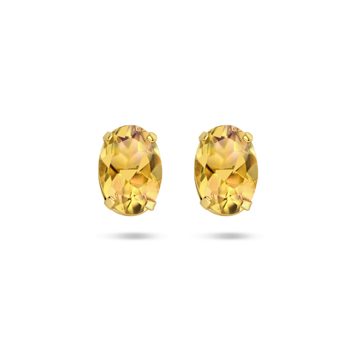 Pendientes de citrino en oro amarillo de 14 quilates con forma ovalada.