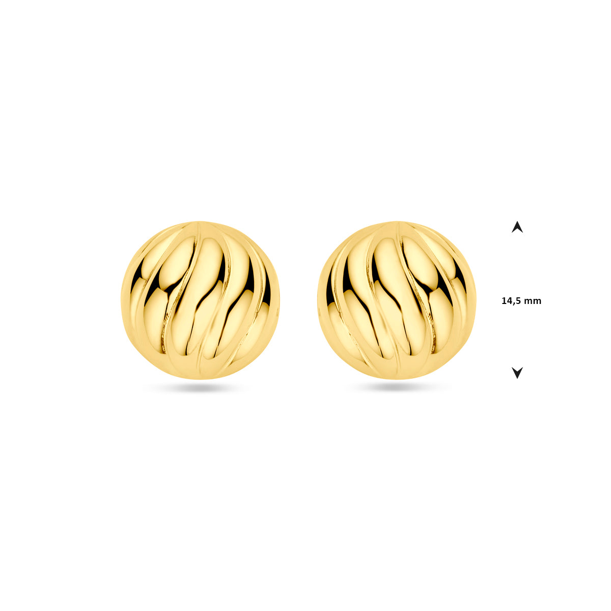 pendientes de botón plata chapado en oro amarillo