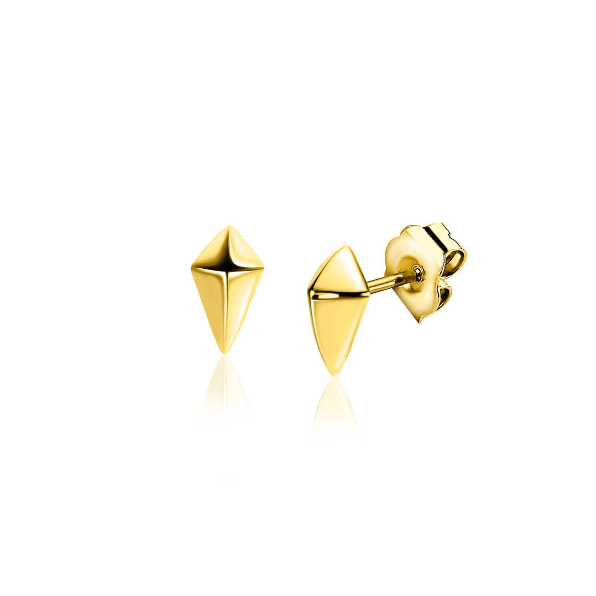 Pendientes de oro con forma de diamante, brillantes y con cierre de presión.