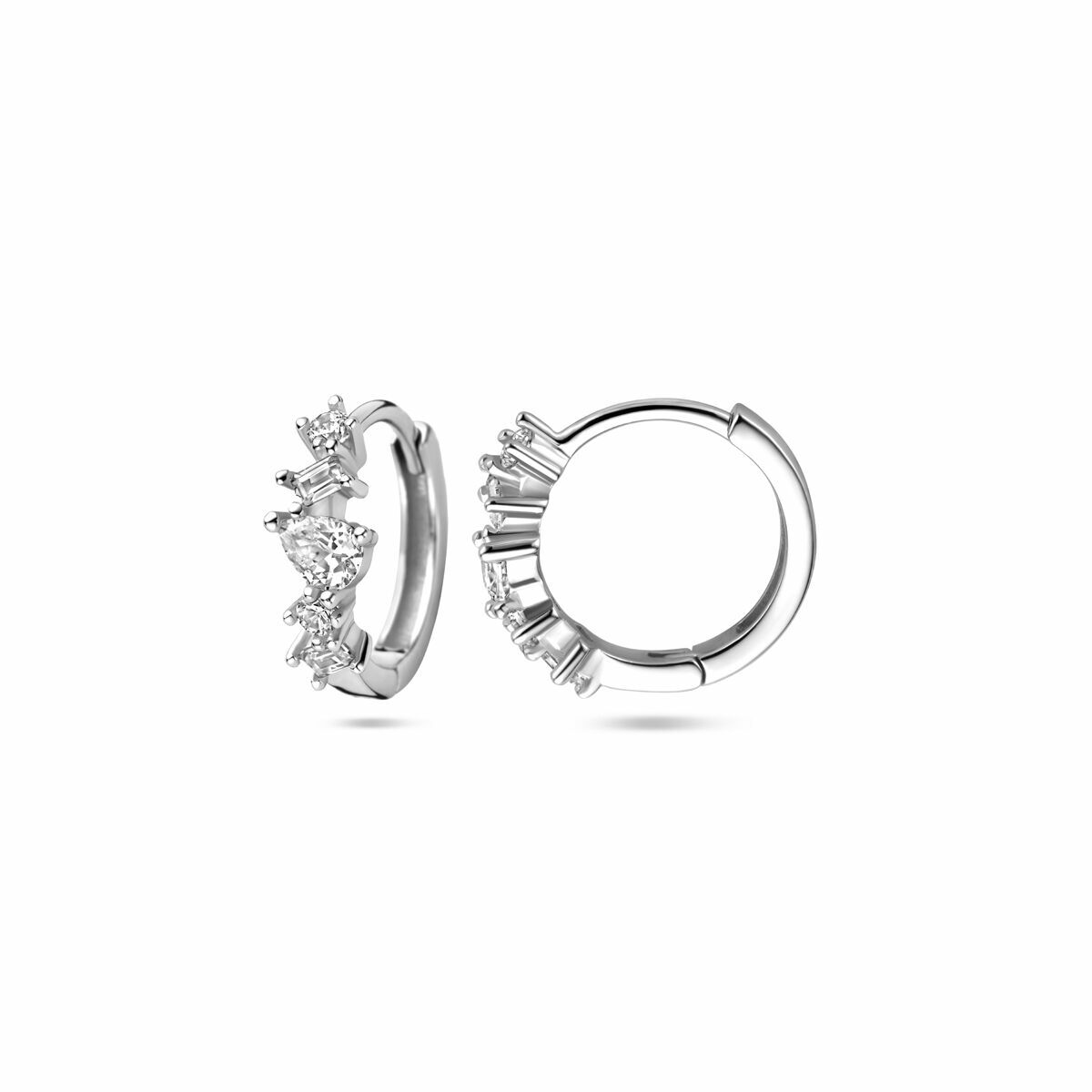 aros de circonita 13 mm plata rodiada