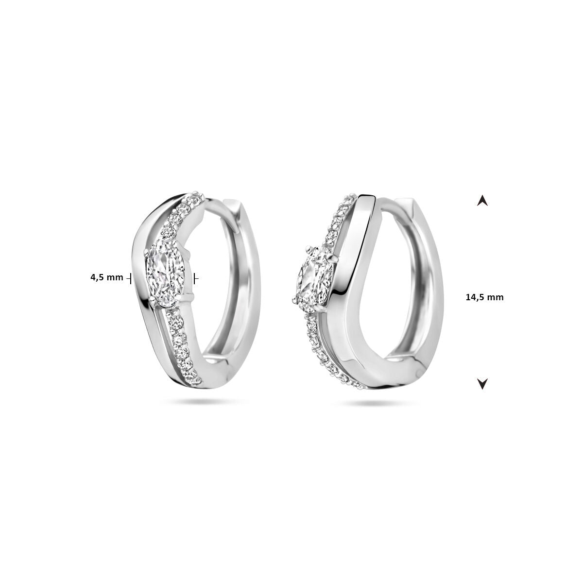 aros de circonita 14,5 mm plata rodiado