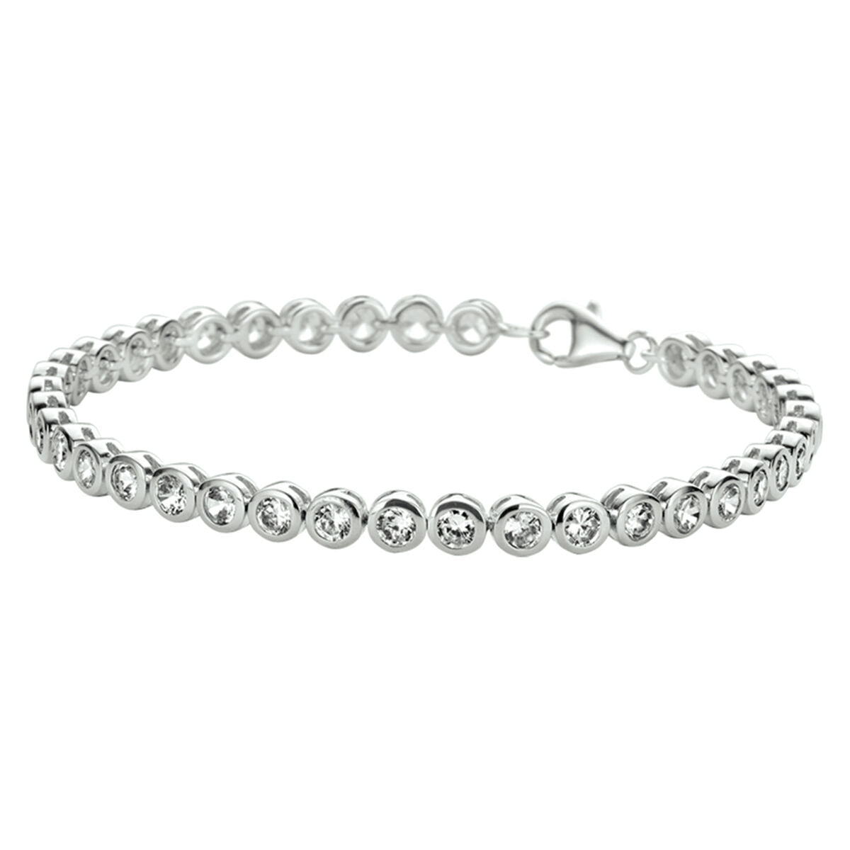Pulsera de tenis de zircón de 4 mm con un diseño brillante y cierre de langosta.