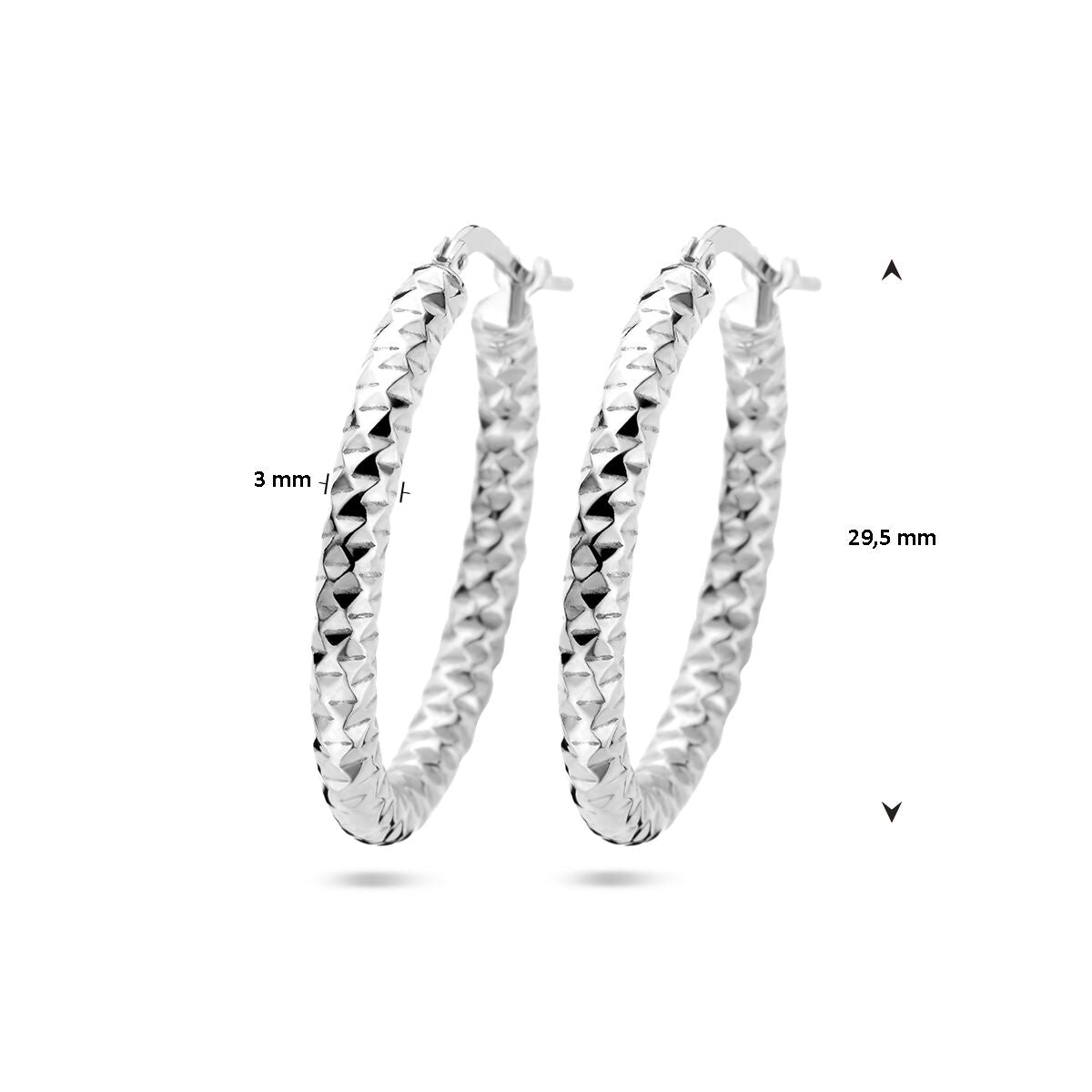 aros 3,0 mm redondos tubulares diamantados de plata rodiada