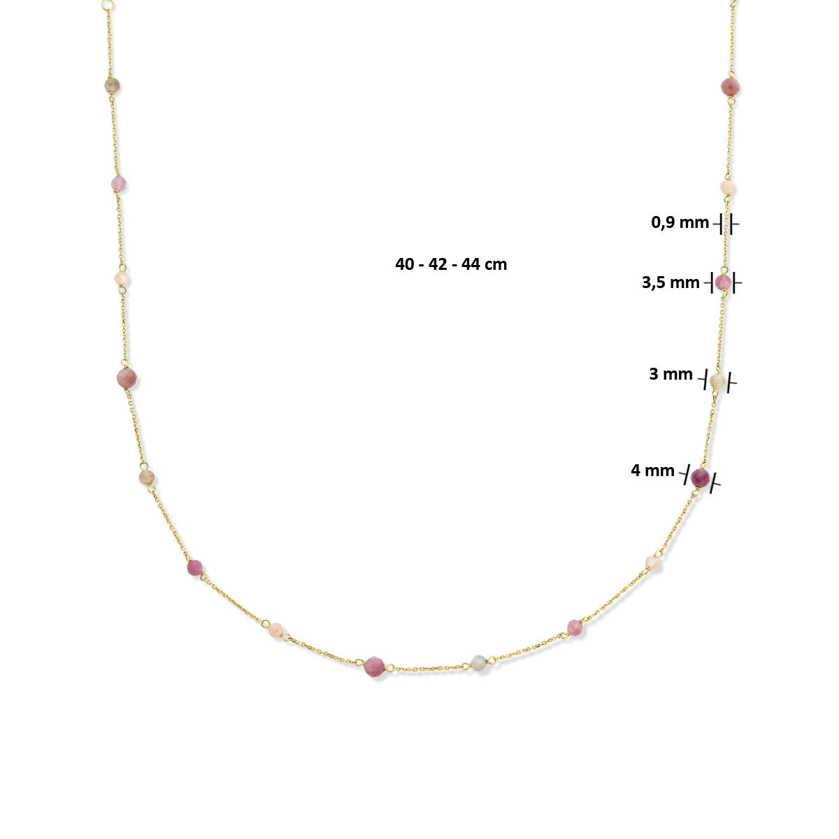 collar de turmalina 40 - 42 - 44 cm oro amarillo