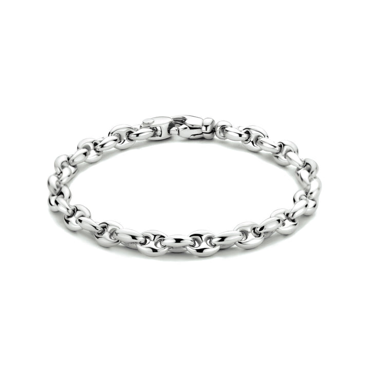 armband koffieboon 6,2 mm 19 cm zilver gerhodineerd